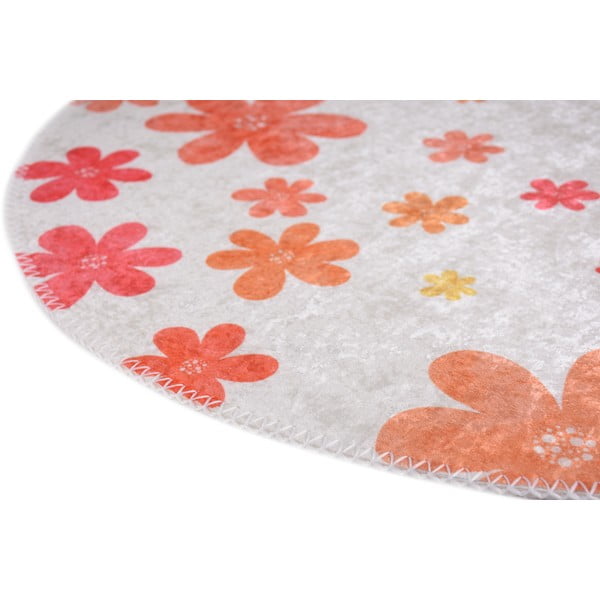 Narancssárga-elefántcsont színű mosható gyerek szőnyeg ø100 cm Fall Flowers – Vitaus-image-2