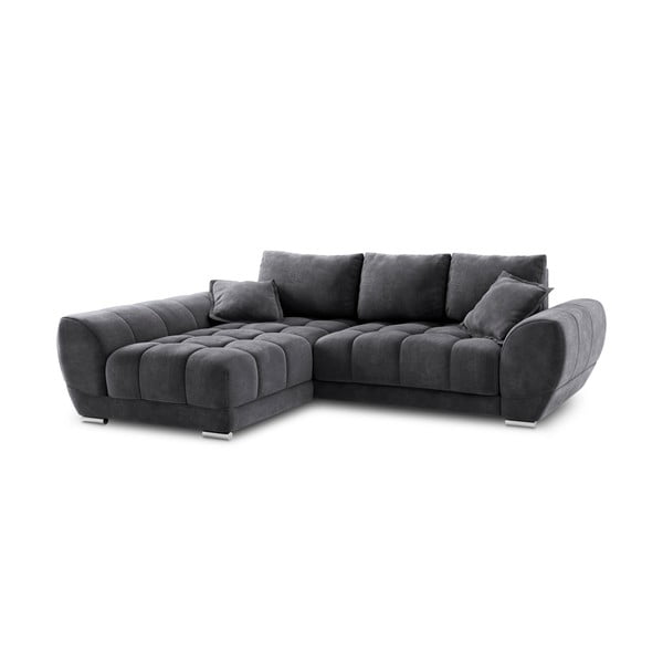 Nuage sötétszürke kinyitható sarokkanapé bársony kárpittal, bal oldali - Windsor & Co Sofas-image-2