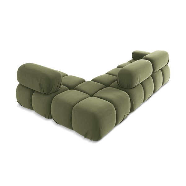 Világoszöld bársony moduláris sarokkanapé (jobb oldali) Lokua – Makamii-image-4