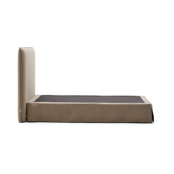 Szürkésbarna kárpitozott egyszemélyes ágy 90x200 cm Jaira – Kave Home-image-3