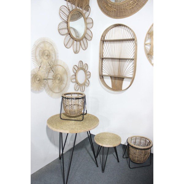 Fali tükör rattan kerettel ø 81 cm Sevent's – Sema-image-1