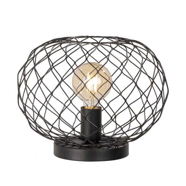Fekete asztali lámpa fém búrával (magasság 23 cm) Justin – Fischer & Honsel