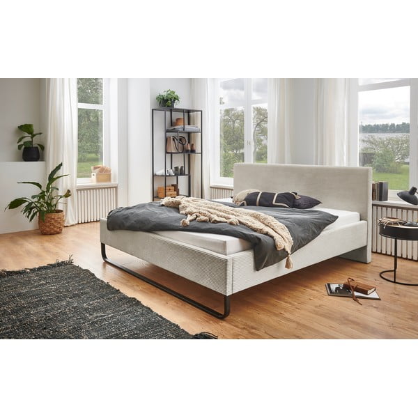 Bézs kárpitozott franciaágy ágyrács nélkül 180x200 cm Swing – Meise Möbel-image-1