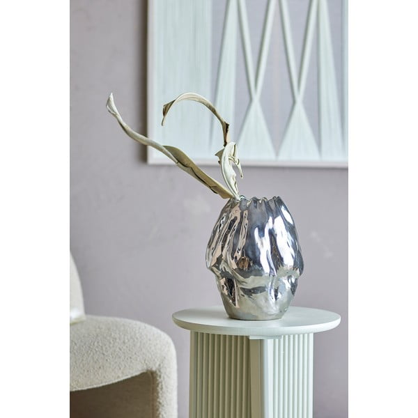 Ezüstszínű kőedény váza (magasság 29 cm) Bobby – Bloomingville-image-1