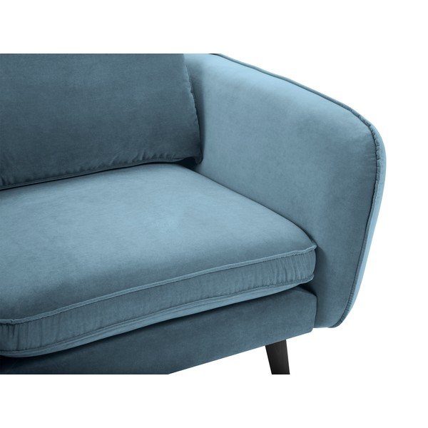 Lento világoskék bársony fotel fekete lábakkal - Kooko Home-image-4