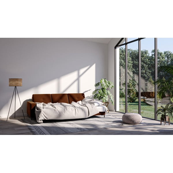 Moor sötét narancssárga bársony sarokkanapé, jobb oldali - Ghado-image-1