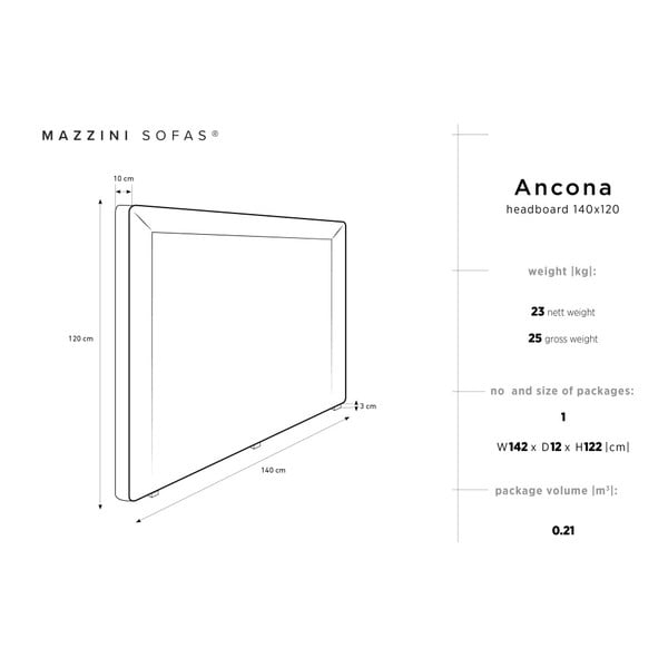 Ancona krémszínű ágytámla, 140 x 120 cm - Mazzini Sofas-image-4