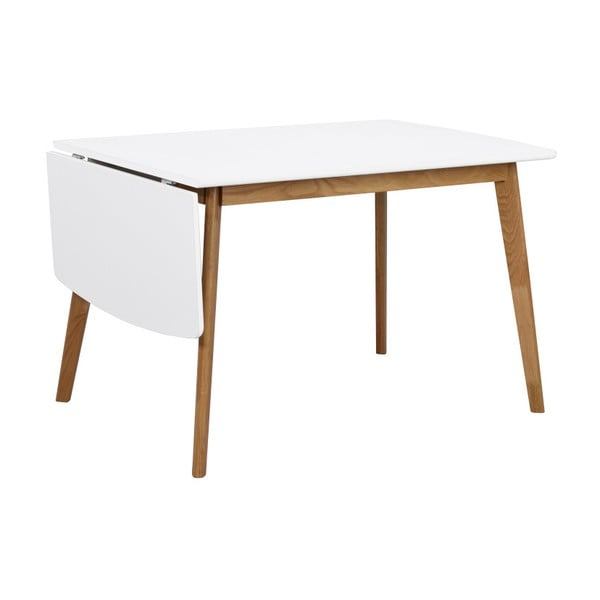 Olivia étkezőasztal tölgyfa szerkezettel és lehajtható asztallappal, hossz 120 + 40 cm - Rowico
