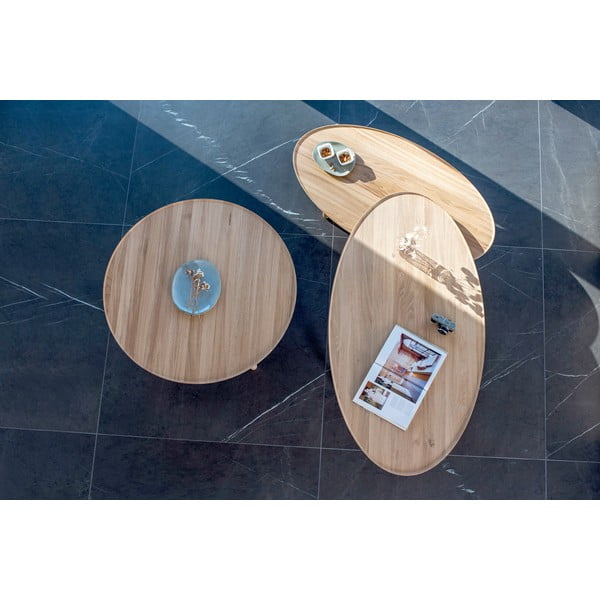 Natúr színű tölgyfa kerek dohányzóasztal ø 100 cm Mu – Gazzda-image-1