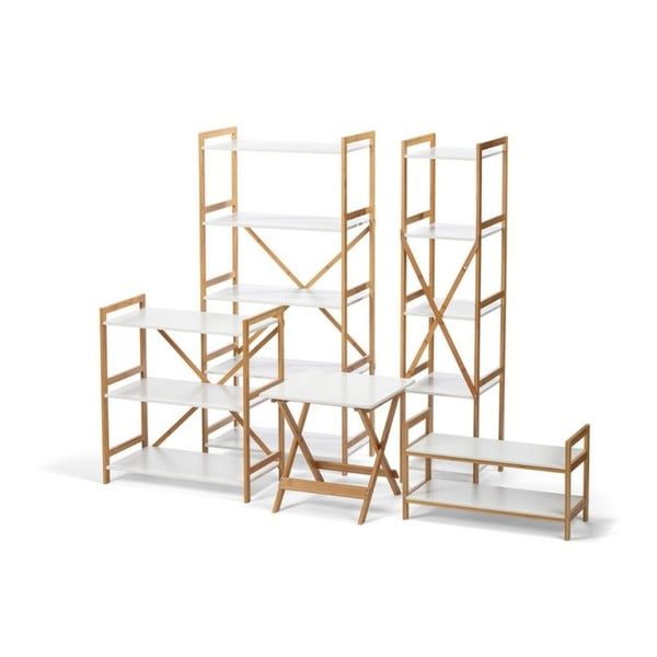 Lora ötszintes fehér keskeny bambuszpolc - Bonami Essentials-image-1