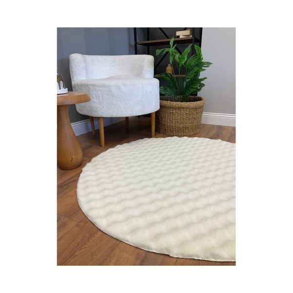 Krémszínű mosható kerek szőnyeg ø 120 cm Bubbly – Oyo Concept-image-3