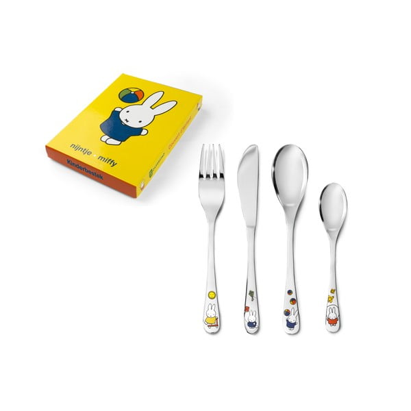 Ezüstszínű rozsdamentes acél gyerek evőeszköz 4 db-os Miffy – Zilverstad-image-4