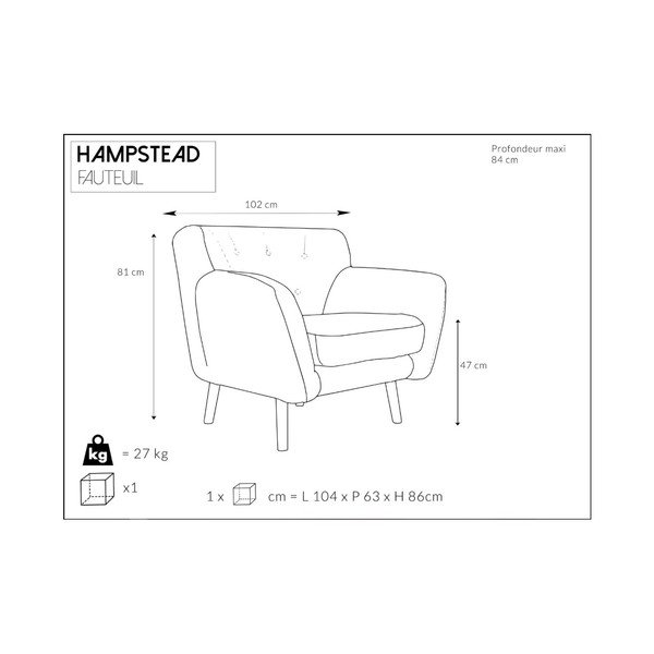 Hampstead szürke fotel - Cosmopolitan design-image-4