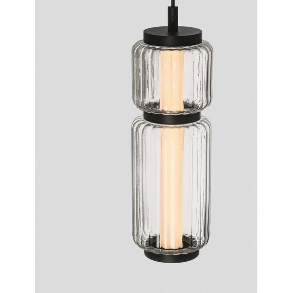 Matt fekete üveg LED függőlámpa ø 12 cm Liesa – Nova Luce-image-1
