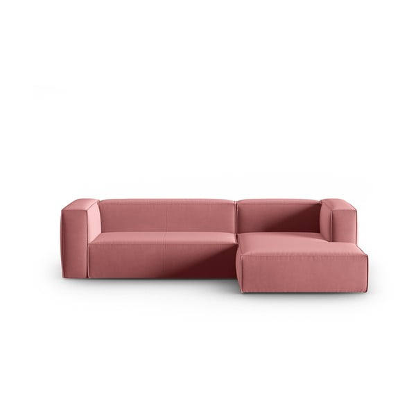 Rózsaszín bársony sarokkanapé Mackay – Cosmopolitan Design