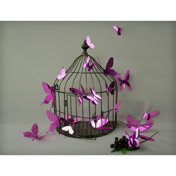 Butterflies lila 3D hatású 12 db-os falmatrica szett - Ambiance