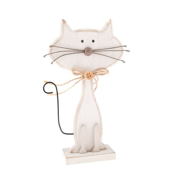 Cats macska alakú fehér fa dekoráció, magasság 18 cm - Dakls
