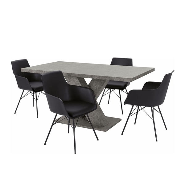 Albert asztal és 4 részes fekete szék szett - Støraa