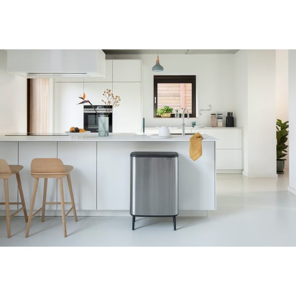 Matt ezüstszínű acél érintésre nyíló szelektív szemetes 60 l Bo Touch Bin Hi – Brabantia-image-1