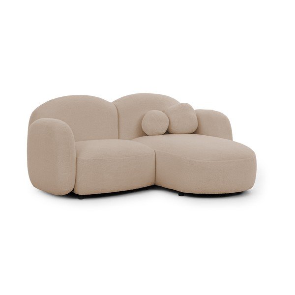 Világosbarna buklé sarokkanapé (jobb oldali-heverő résszel) Orbit – Ropez