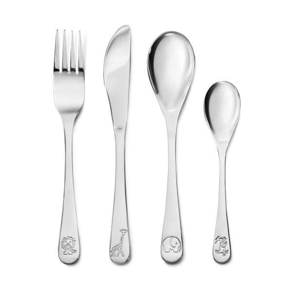 Ezüstszínű rozsdamentes acél gyerek evőeszköz készlet 4 db-os Miffy Zoo – Zilverstad-image-1