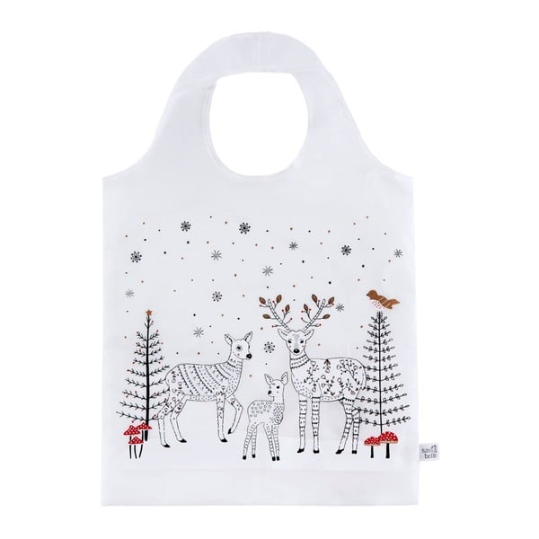 Winter Forest fehér bevásárló táska karácsonyi motívummal - Sass & Belle