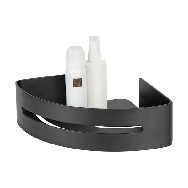 Matt fekete sarok öntapadós fém fürdőszobai polc Bivio – Wenko-image-4