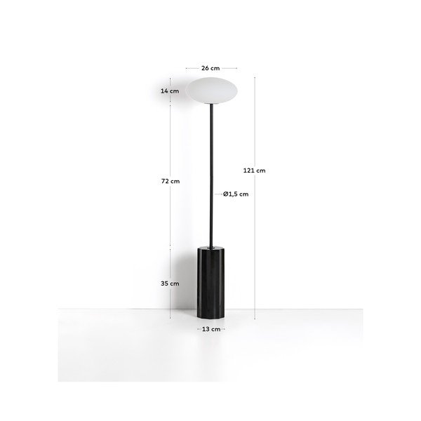 Fehér-fekete állólámpa üveg búrával (magasság 120 cm) Idela – Kave Home-image-3