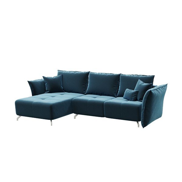 Hermes sötétkék kinyitható sarokkanapé, variálható sarokkal - devichy-image-3