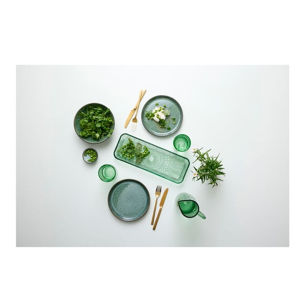 Zöld üveg szervírozó tányér 14x38 cm Kusintha – Bitz-image-4