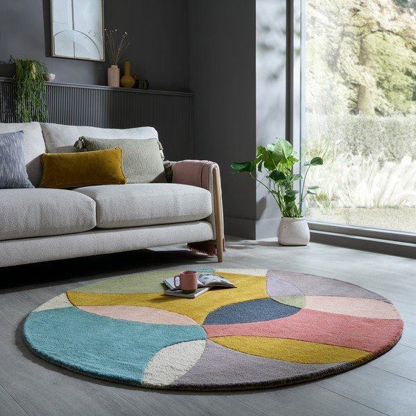 Kézi szövésű gyapjú kerek szőnyeg ø 160 cm Glow Multi – Flair Rugs-image-1