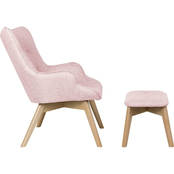 Világos rózsaszín fotel lábtartóval Niko – Ropez-image-3