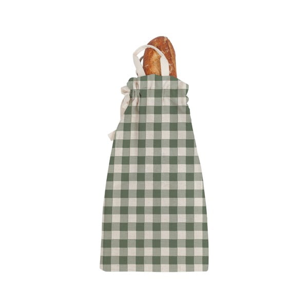 Linen Bread Bag Green Cuadros szövet pékárutartó táska - Really Nice Things