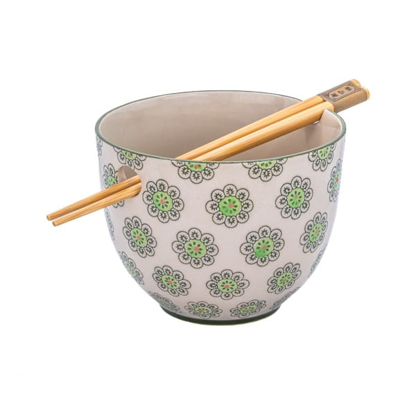 Zöld-szürke agyagkerámia tálka 450 ml Geometric – Sass & Belle