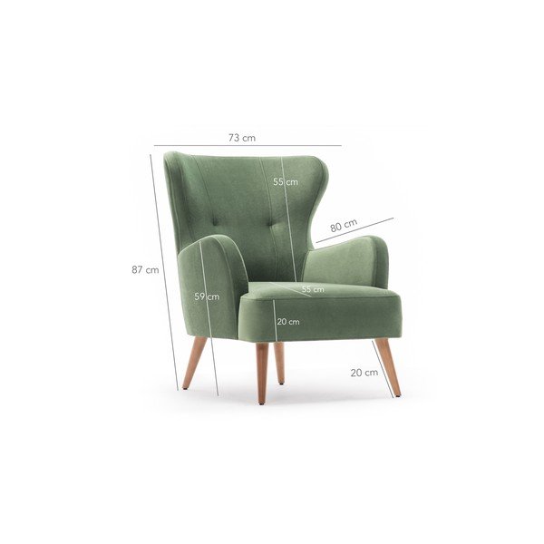 Jane zöld füles fotel - Balcab Home-image-3