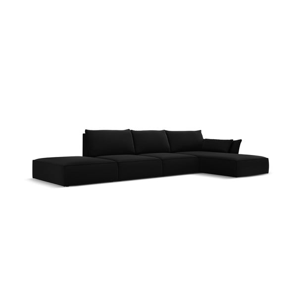 Fekete bársony sarokkanapé (jobb oldali-heverő résszel) Vanda – Mazzini Sofas-image-2