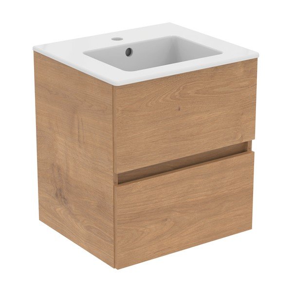 Natúr színű fali mosdó alatti szekrény tölgyfa dekorral 50x55 cm Eurovit+ – Ideal Standard-image-2
