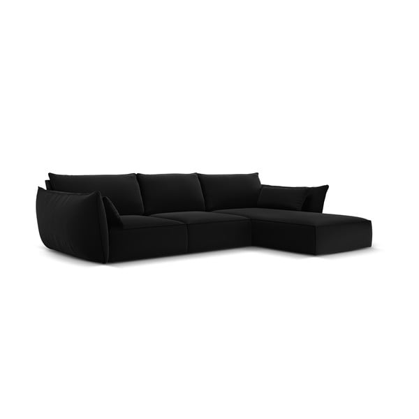 Fekete bársony sarokkanapé (jobb oldali-heverő résszel) Vanda – Mazzini Sofas-image-2