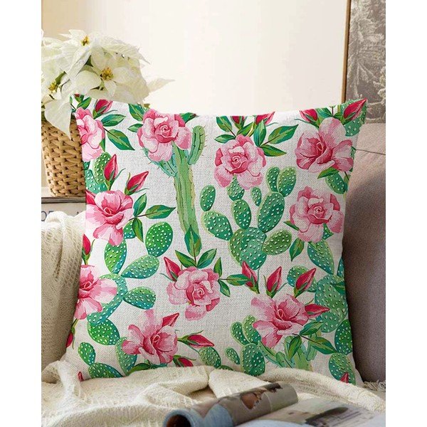 Blooming Cactus pamut keverék párnahuzat, 55 x 55 cm - Minimalist Cushion Covers