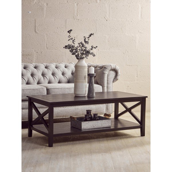 Fekete dohányzóasztal 60x120 cm Heritage – Premier Housewares-image-3