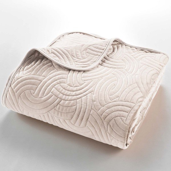 Krémszínű bársony ágytakaró és párnahuzat szett 220x240 cm Solange – douceur d'intérieur-image-2