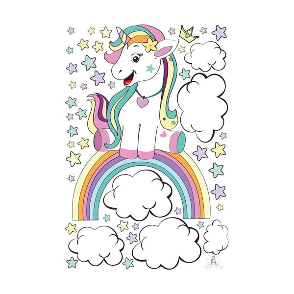 Unicorn on its Fairy Rainbow gyerek falmatrica, 90 x 60 cm - Ambiance
