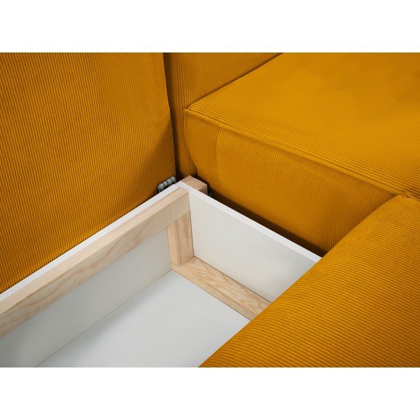 Azalea sárga kordbársony kinyitható U alakú kanapé - Mazzini Sofas-image-1