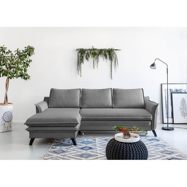 Charming Charlie sötétszürke kinyitható sarokkanapé, bal oldali - Miuform-image-1
