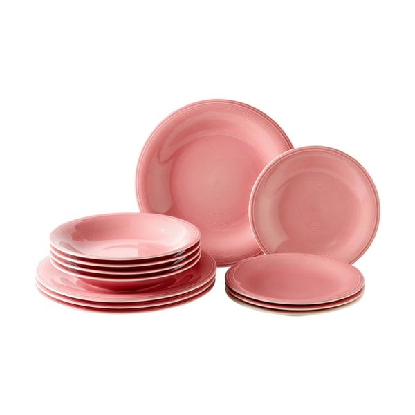 12 db-os rózsaszín porcelán tányérkészlet - Like by Villeroy & Boch Group