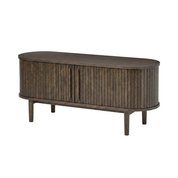 Sötét natúr színű TV-állvány tölgyfa dekorral 140x56x40 cm Meta – Unique Furniture