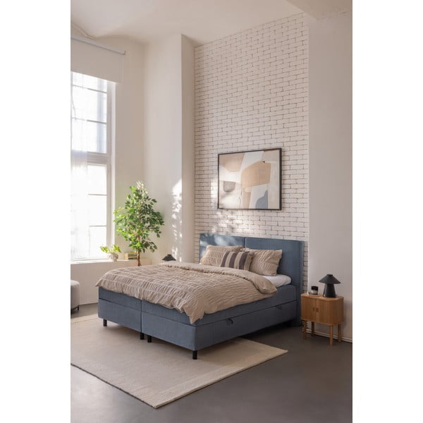 Kék ágyneműtartós boxspring ágy 180x200 cm Elva Bold – Bonami Selection-image-1