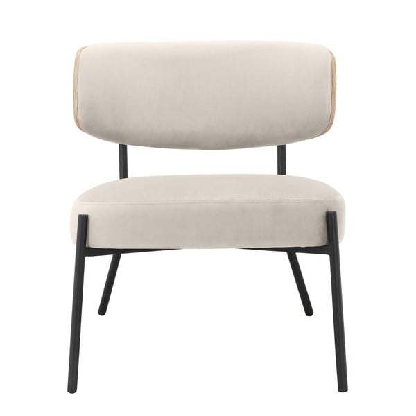 Krémszínű bársony fotel lábtartóval Jerry – Støraa-image-3