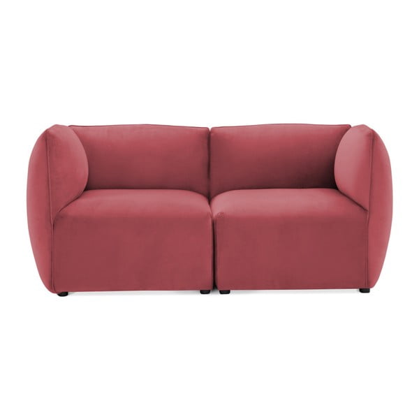 Velvet Cube pirosas rózsaszín kétszemélyes, elemes ülőgarnitúra - Vivonita