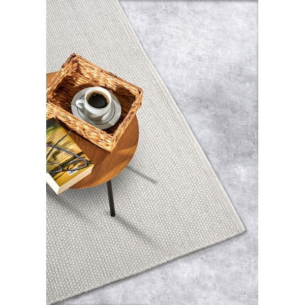 Krémszínű kézi szövésű gyapjúkeverék szőnyeg 80x150 cm Pradesh Natural White – Elle Decoration-image-2